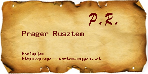 Prager Rusztem névjegykártya